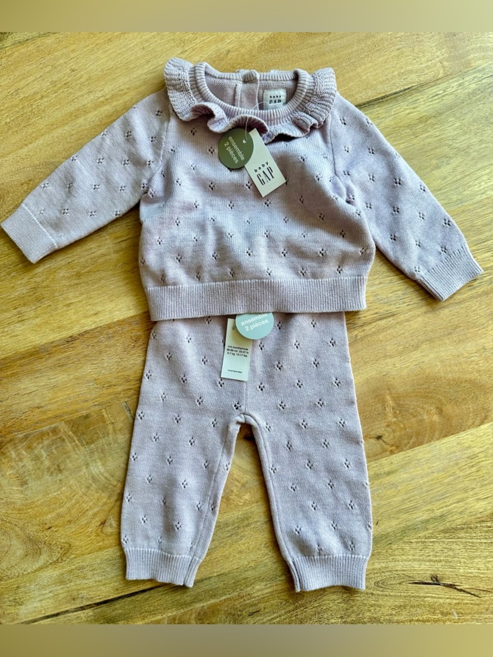Baby Gap NWT Baby Pointelle Sweater Outfit Set (light purple) 3-6 months